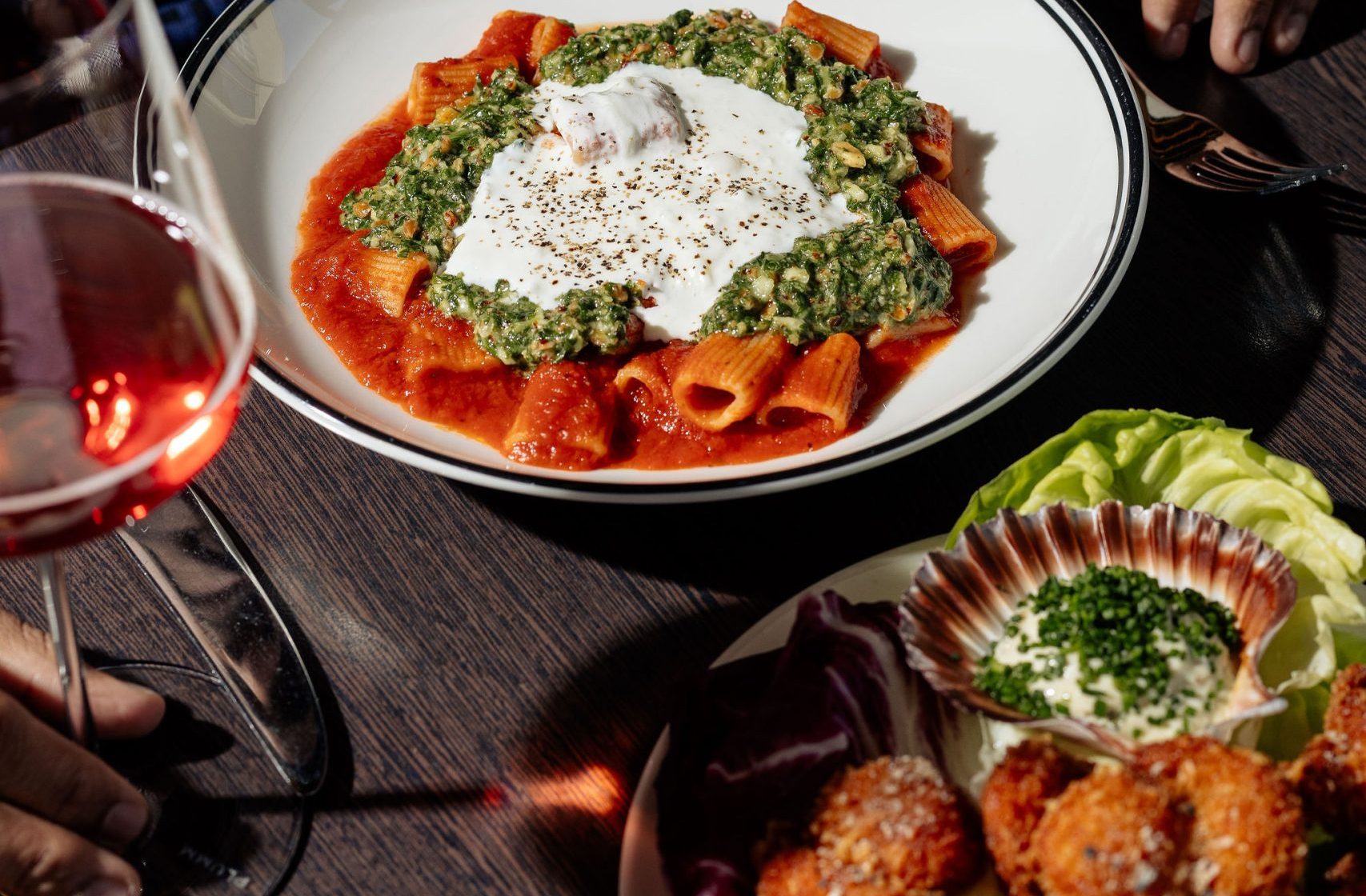 Rigatoni alla Arrabbiata and Crumbed Tassie Scallops